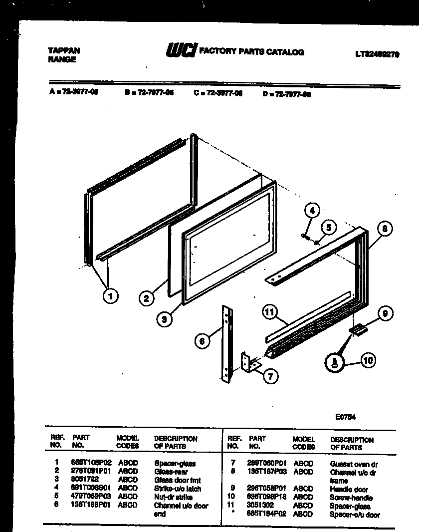 UPPER OVEN DOOR PARTS