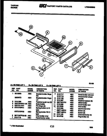 Broiler drawer parts