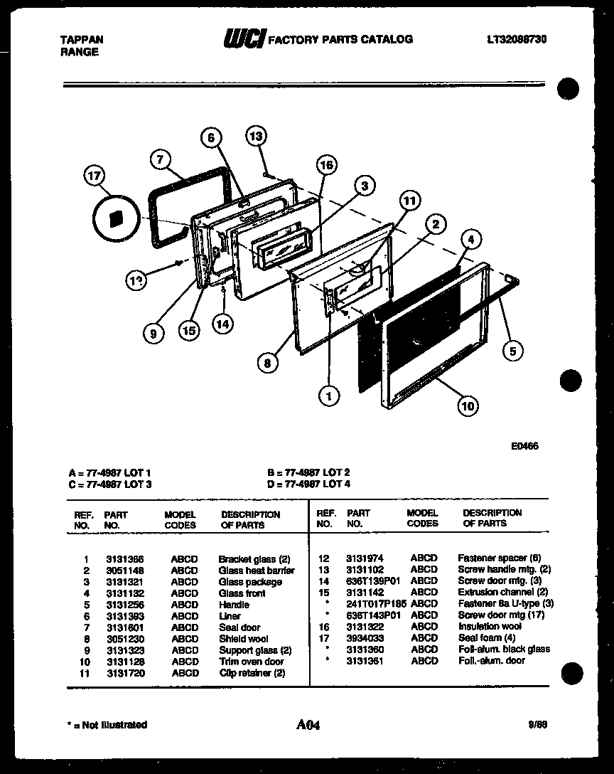 LOWER OVEN DOOR PARTS