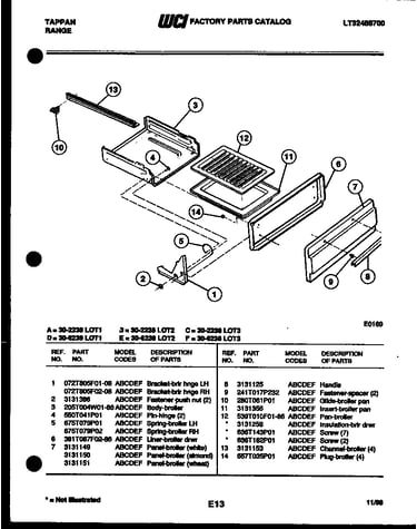 Broiler drawer parts