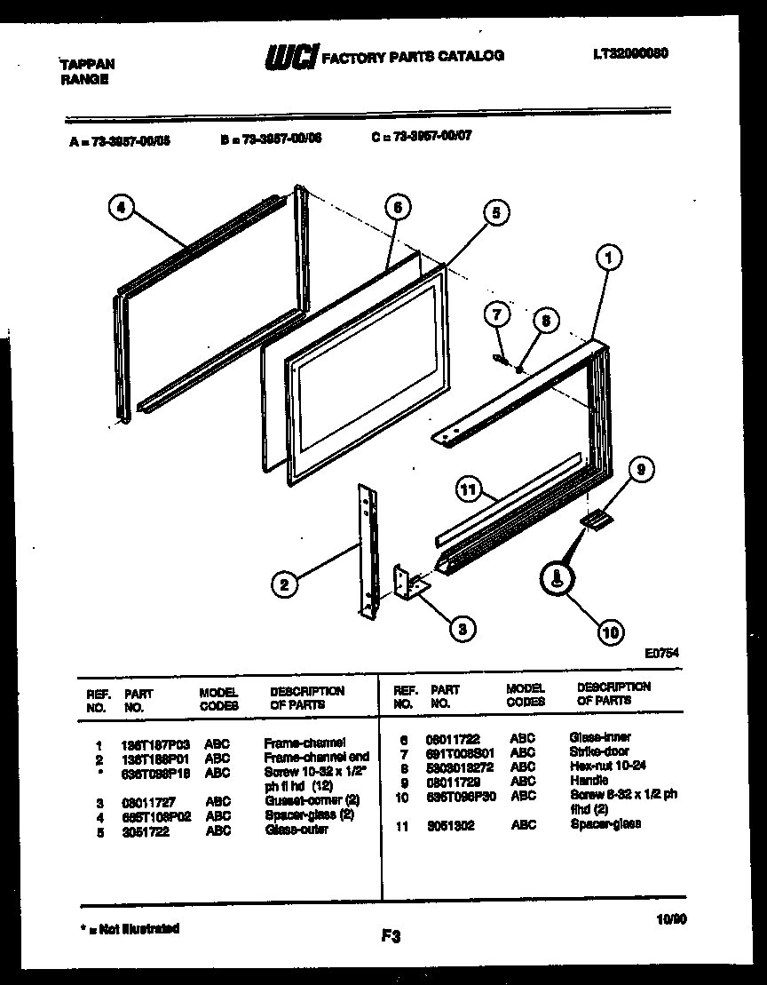 Upper oven door parts
