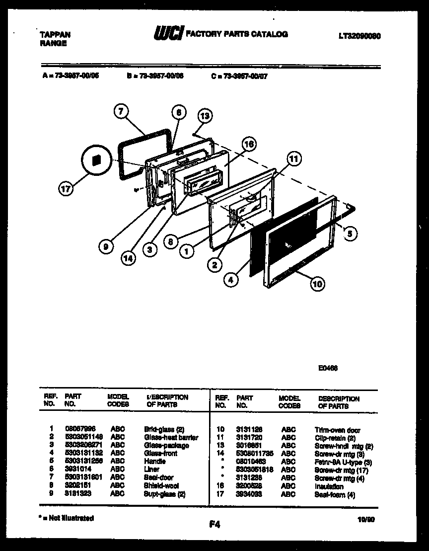 LOWER OVEN DOOR PARTS