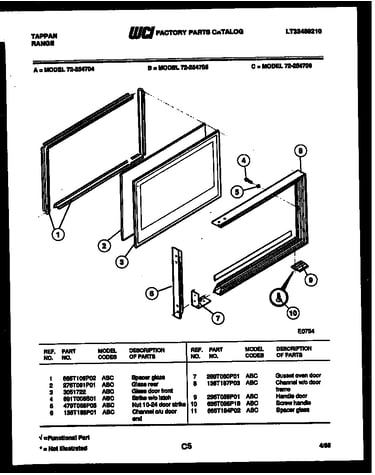 Upper oven door parts
