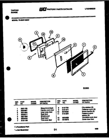 Lower oven door parts