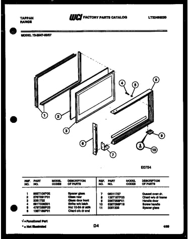 Upper oven door parts