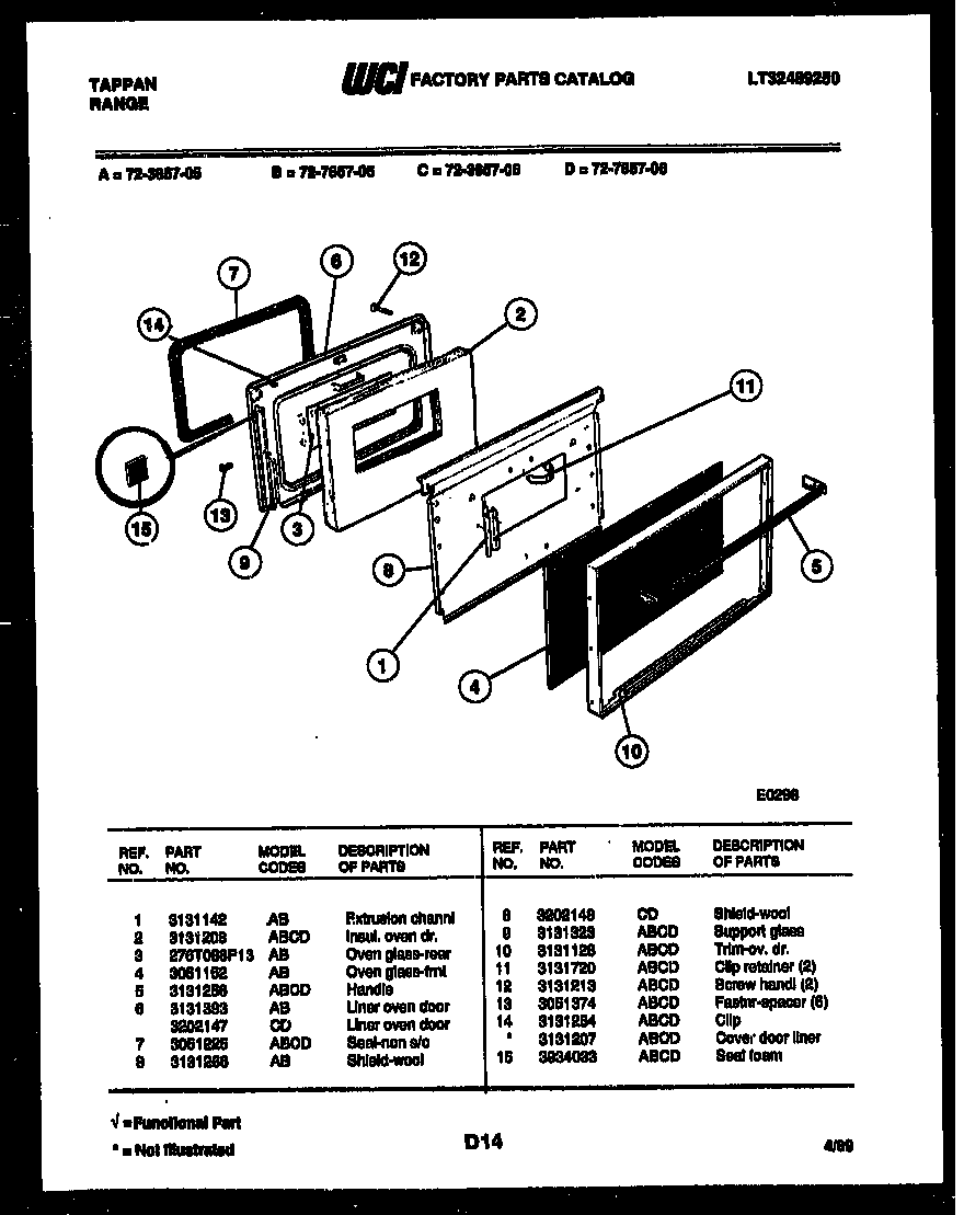 LOWER OVEN DOOR PARTS