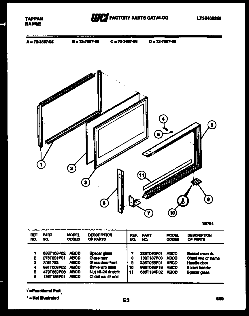 Upper oven door parts