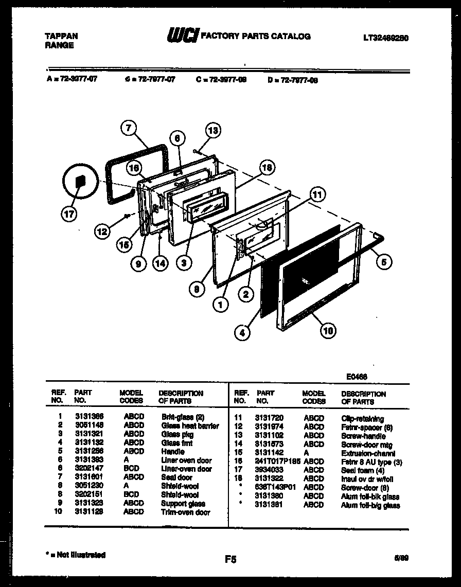 Lower oven door parts