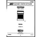 Tappan 31-4968-23-05 cover page diagram