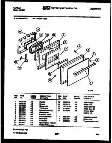 Upper oven door parts