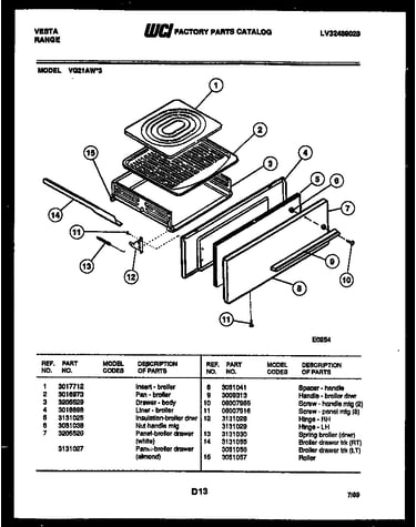 Broiler drawer parts