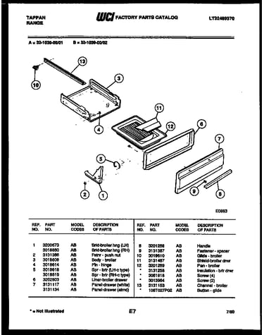 Broiler drawer parts