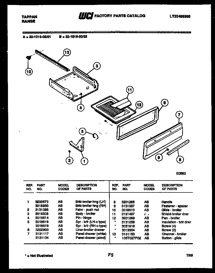 Broiler drawer parts
