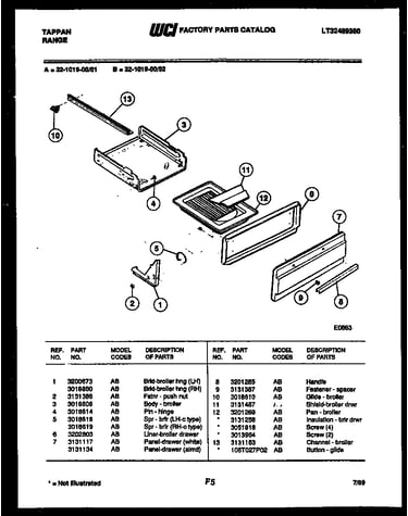 Broiler drawer parts