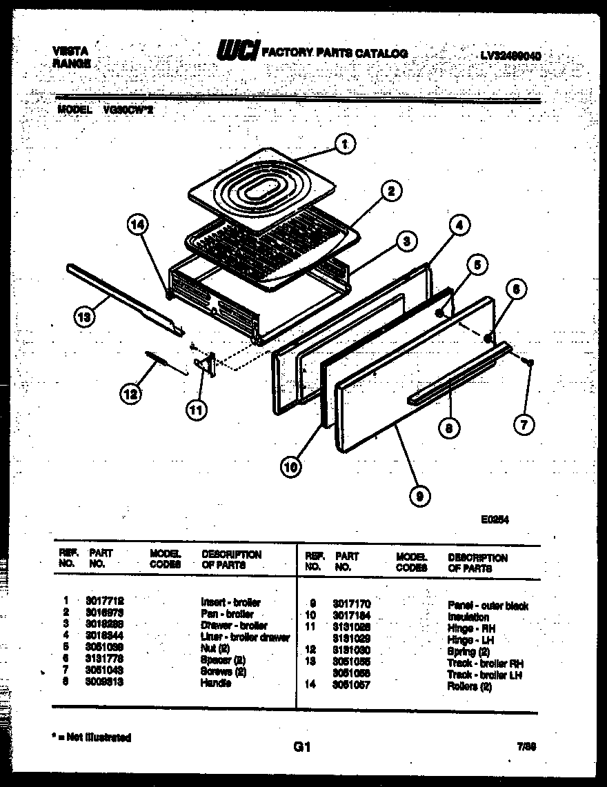 Broiler drawer parts