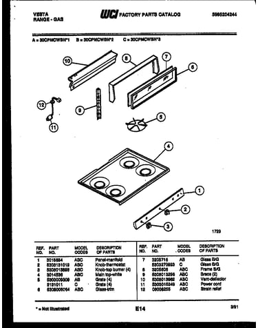 Backguard and cooktop parts