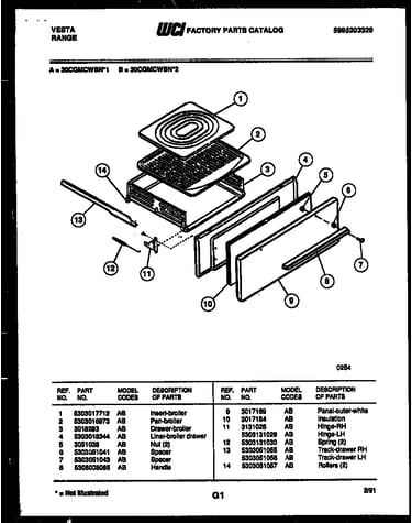 Broiler drawer parts