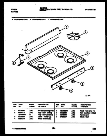 Backguard and cooktop parts