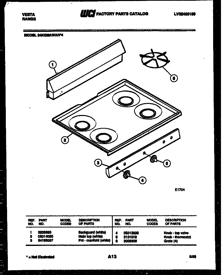 BACKGUARD AND COOKTOP PARTS