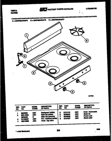 Backguard and cooktop parts