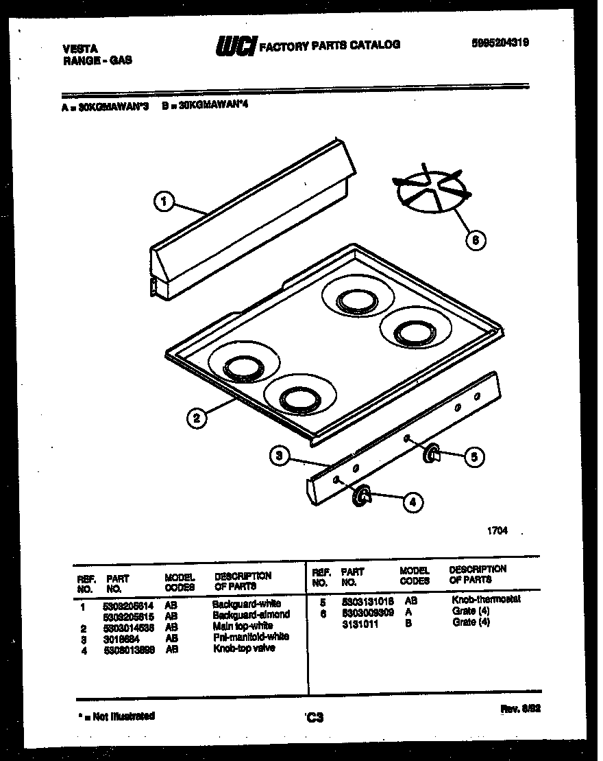 BACKGUARD AND COOKTOP PARTS