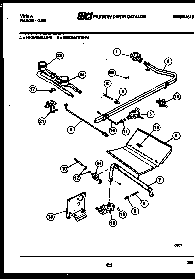 Burner, manifold and gas control