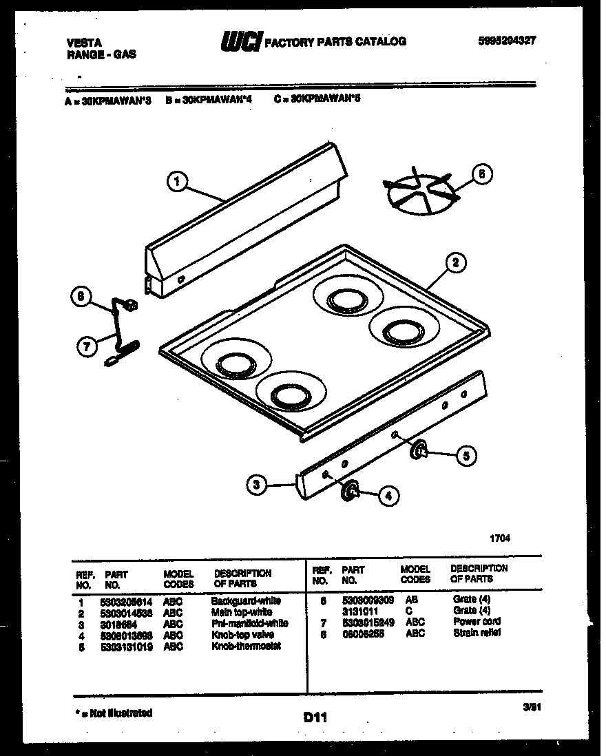 Backguard and cooktop parts