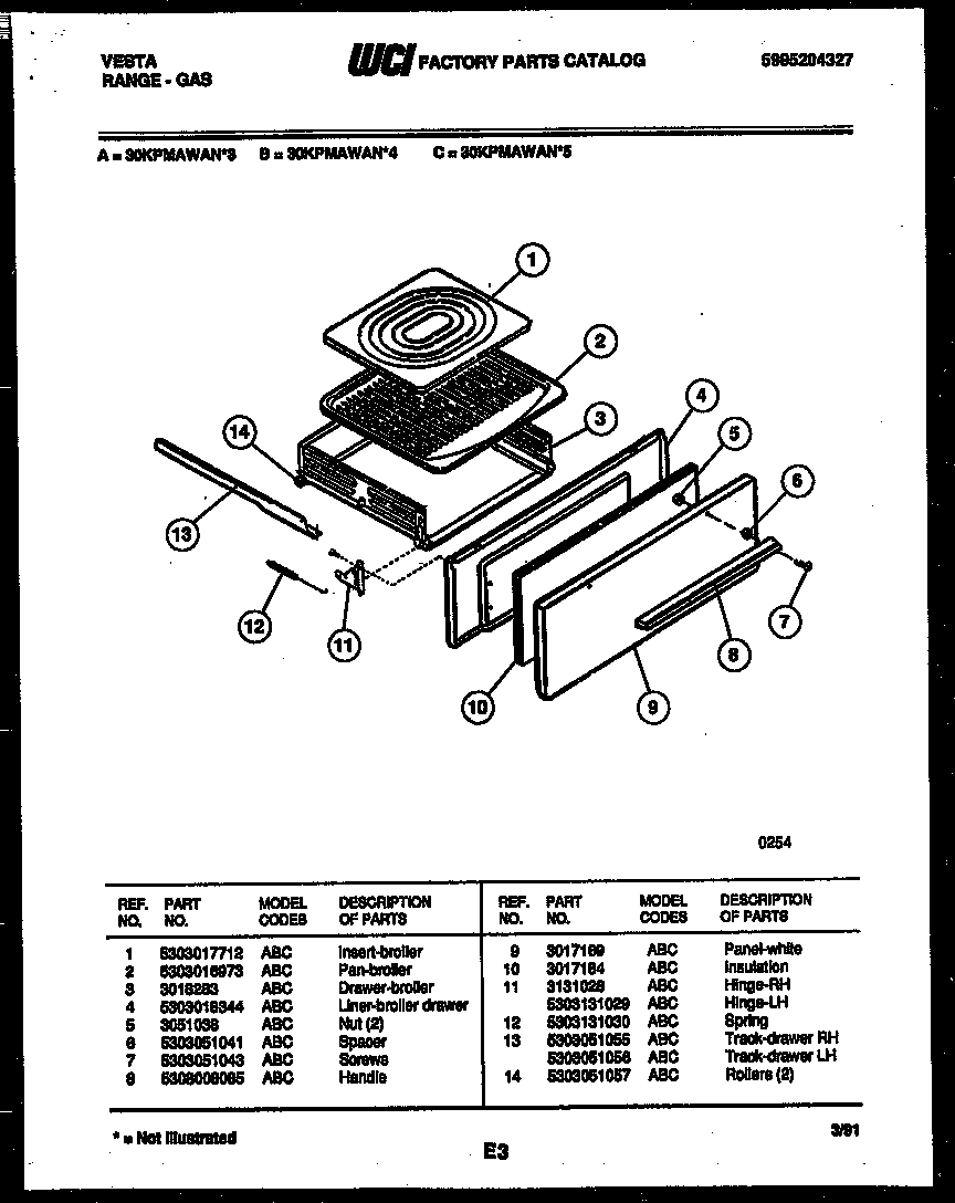 BROILER DRAWER PARTS