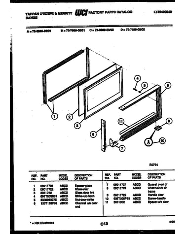 Upper oven door parts