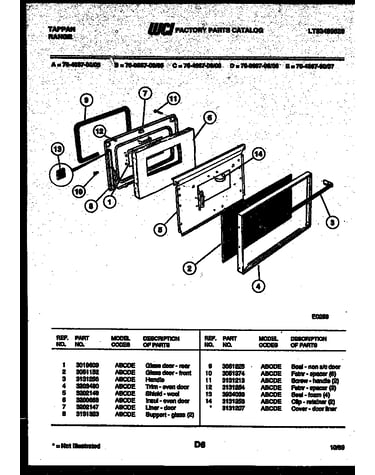 Lower oven door parts