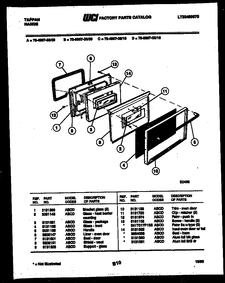 LOWER OVEN DOOR PARTS