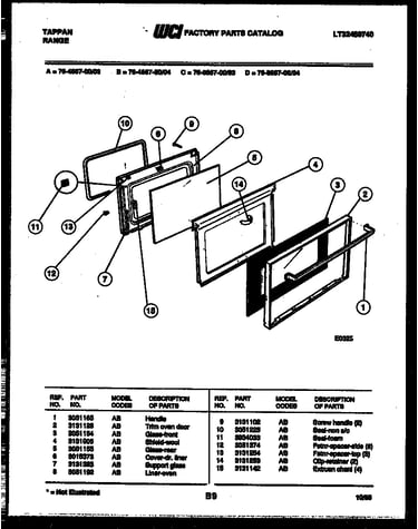Lower oven door parts