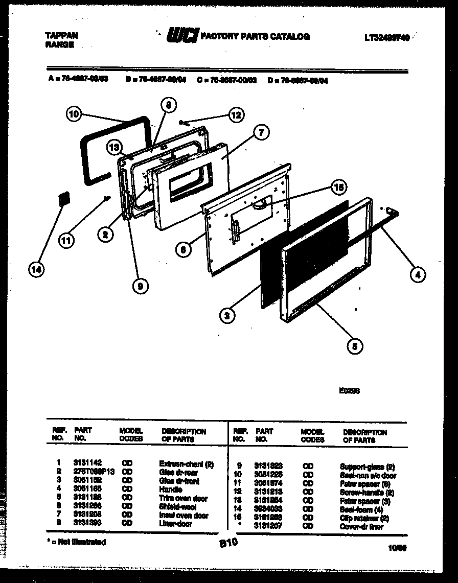 UPPER OVEN DOOR PARTS