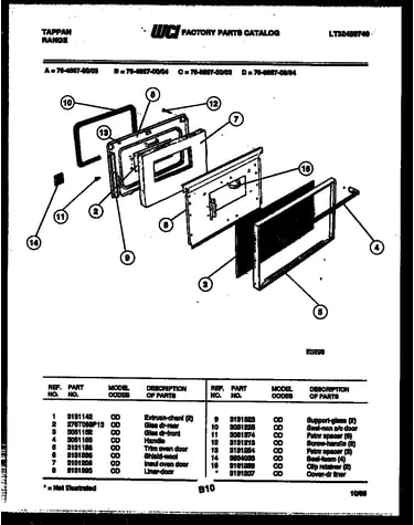Upper oven door parts