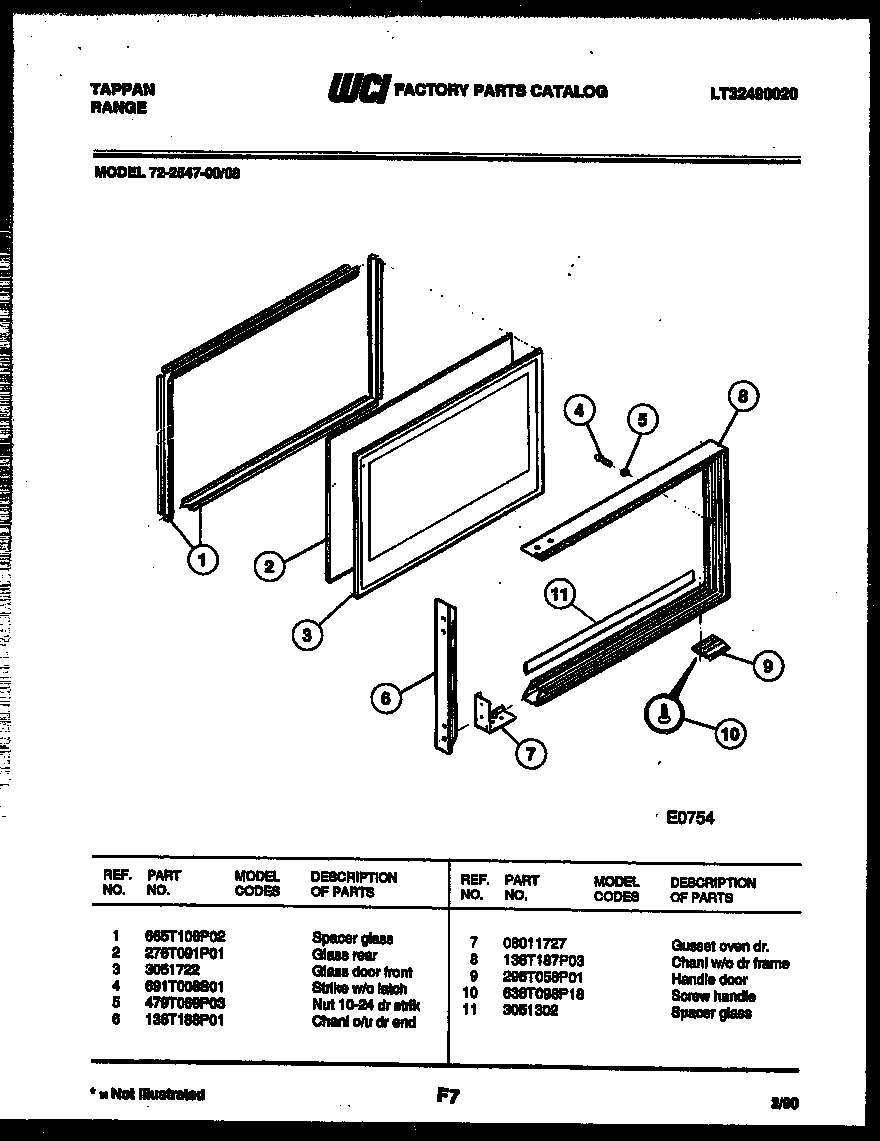 Upper oven door parts