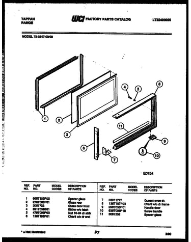 Upper oven door parts