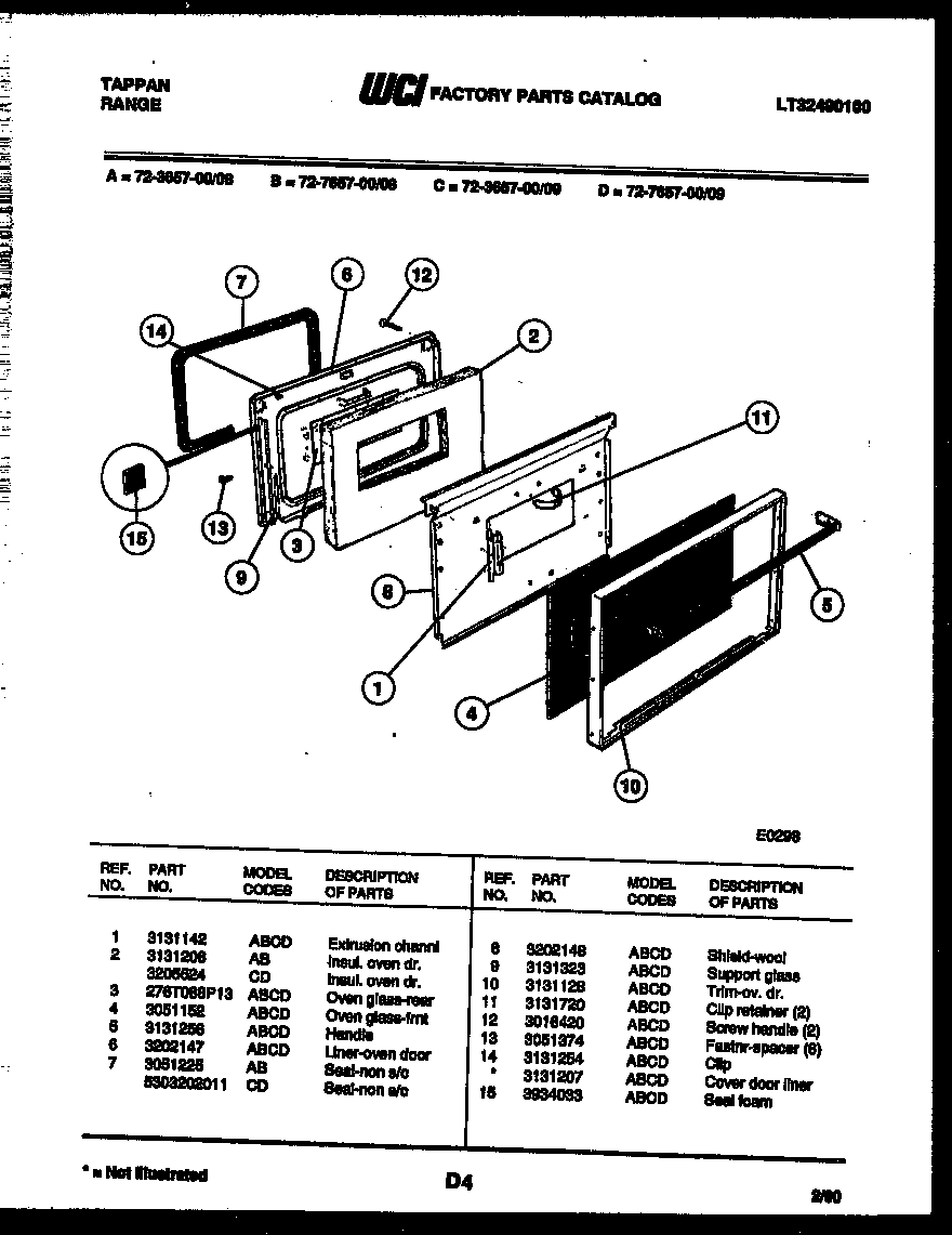 LOWER OVEN DOOR PARTS