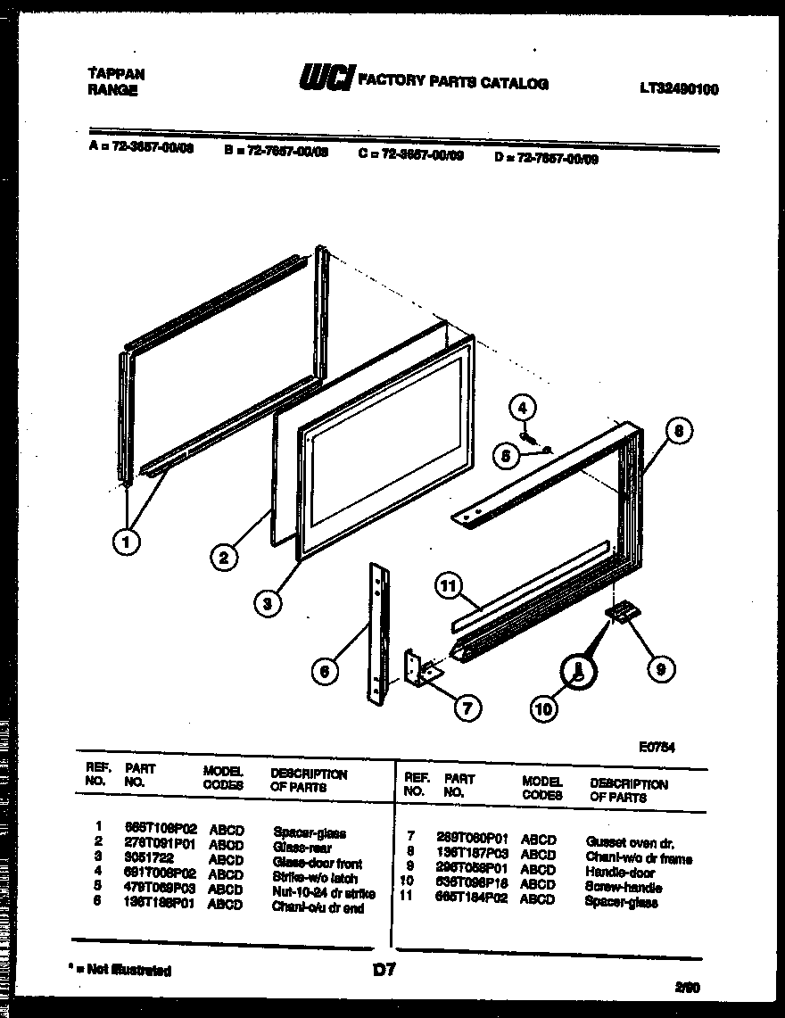 Upper oven door parts
