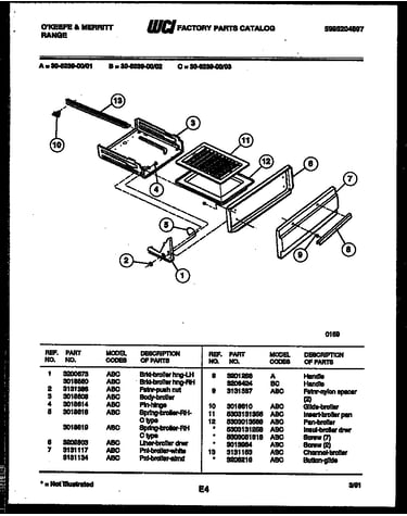 Broiler drawer parts