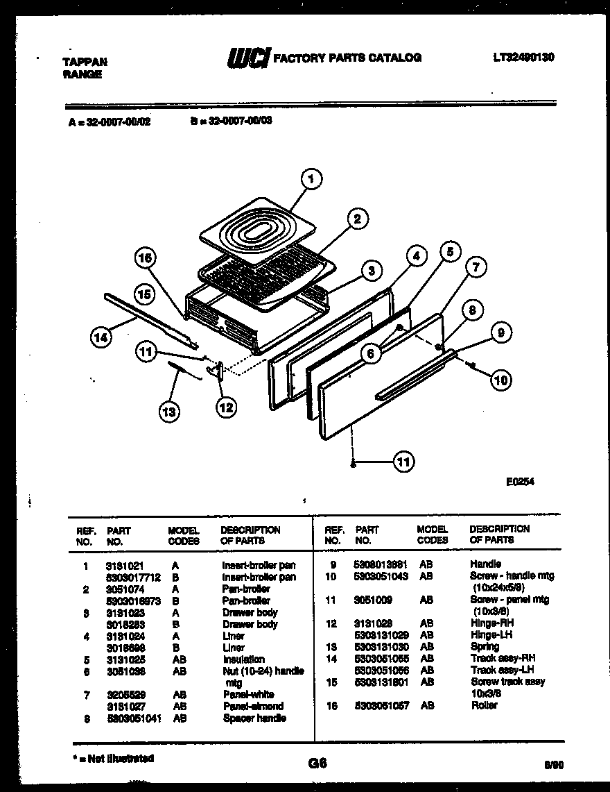 BROILER DRAWER PARTS