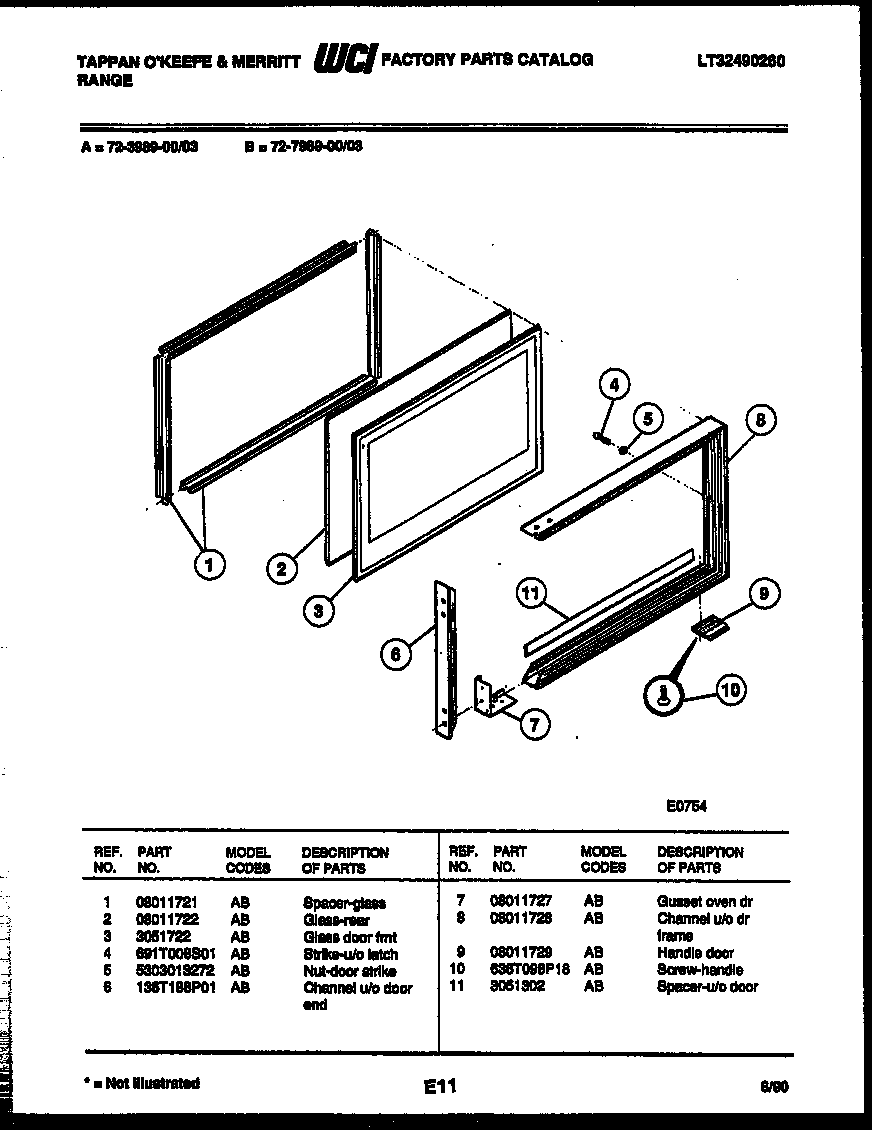 Upper oven door parts