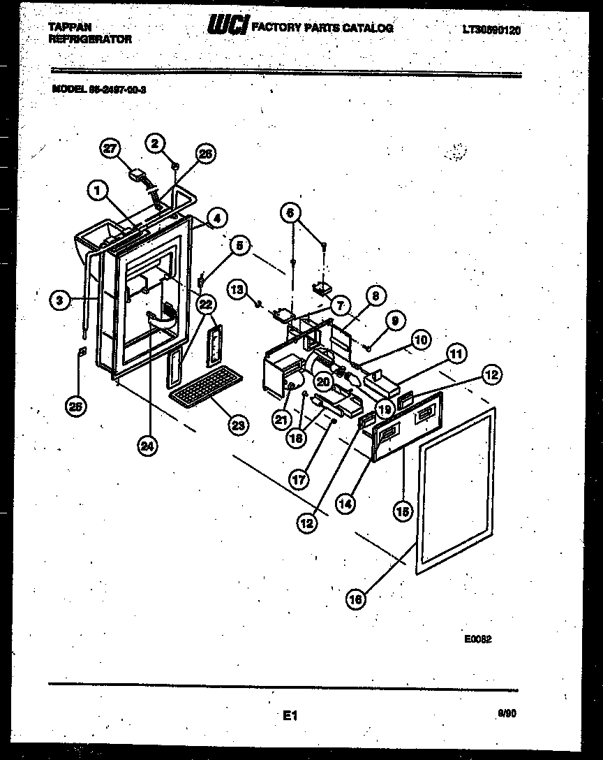 Ice door, dispenser and water tank
