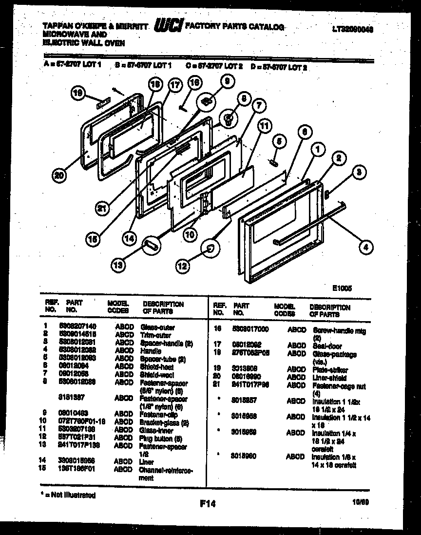 Lower oven door parts