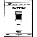 Tappan 30-2549-00-03 cover page diagram