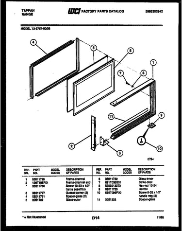 Upper oven door parts