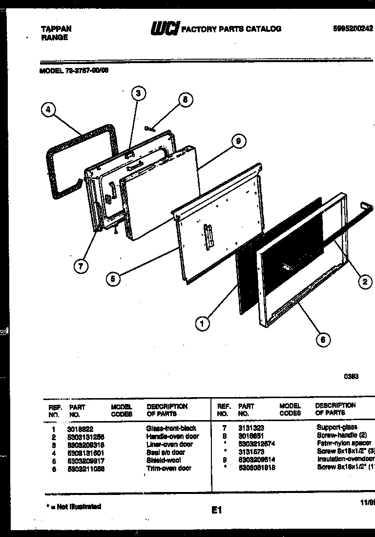 Lower oven door parts