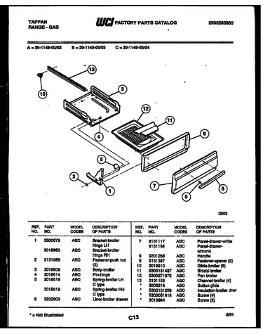 Broiler drawer parts