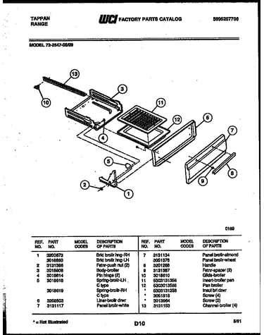 Broiler drawer parts