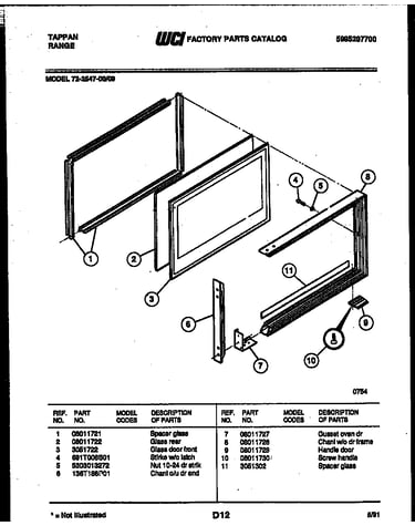 Upper oven door parts