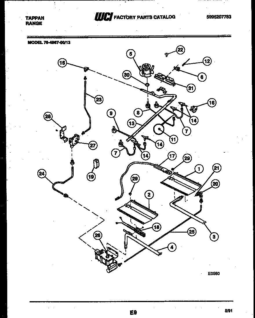 Burner, manifold and gas control